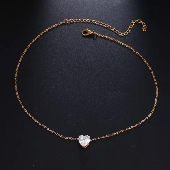 Delilah ♡ GOLD Crystal Heart Choker - Picture 2 of 5